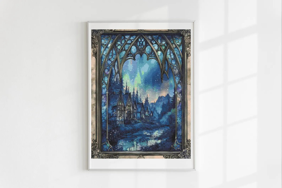 Broken window cross stitch pattern full coverage PDF