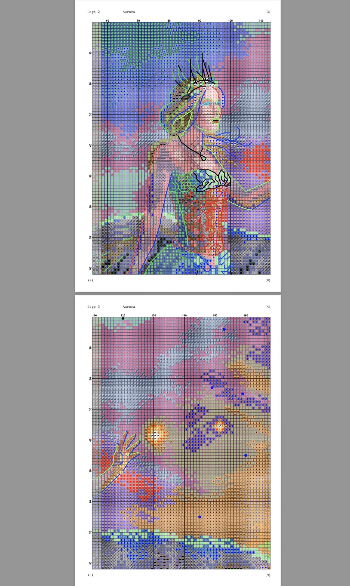 Aurora Cross Stitch Pattern