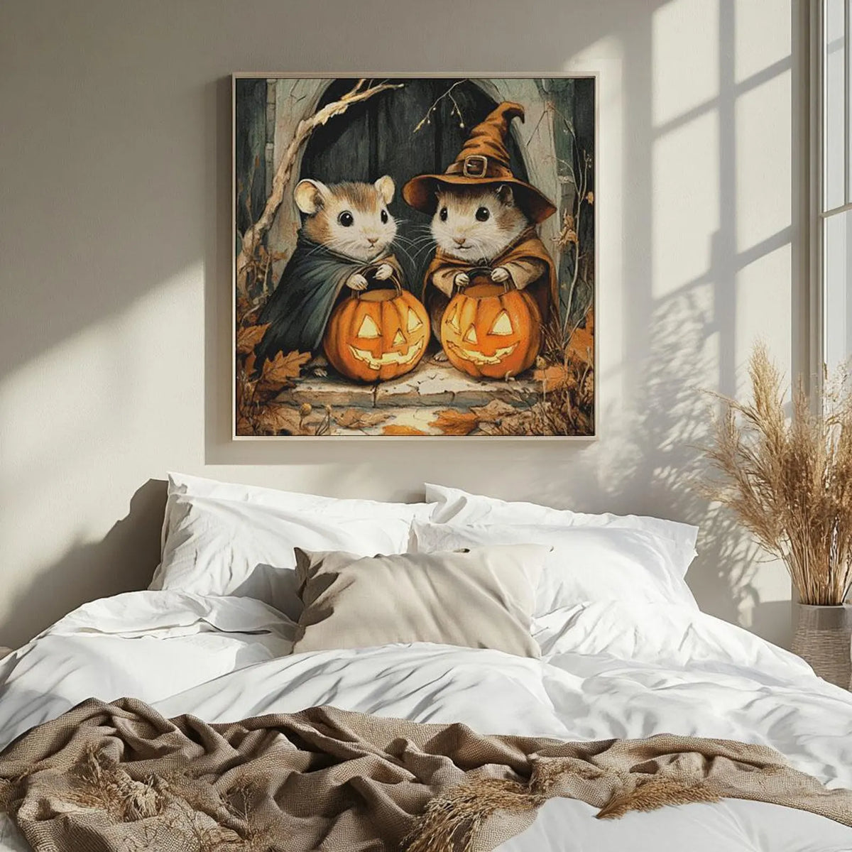 Cross Stitch Pattern PDF Funny Halloween Hamsters, cross stitch art, pumpkin, full coverage, cute animal, digital desing, dmc