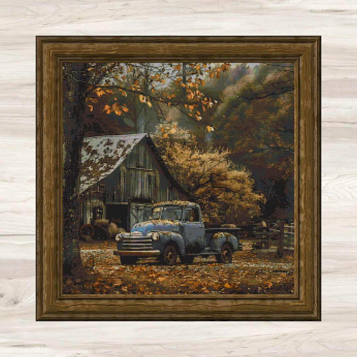 Cross Stitch Pattern: Autumn Barn and Truck Rural Americana Motif 6 - PDF Instant Download