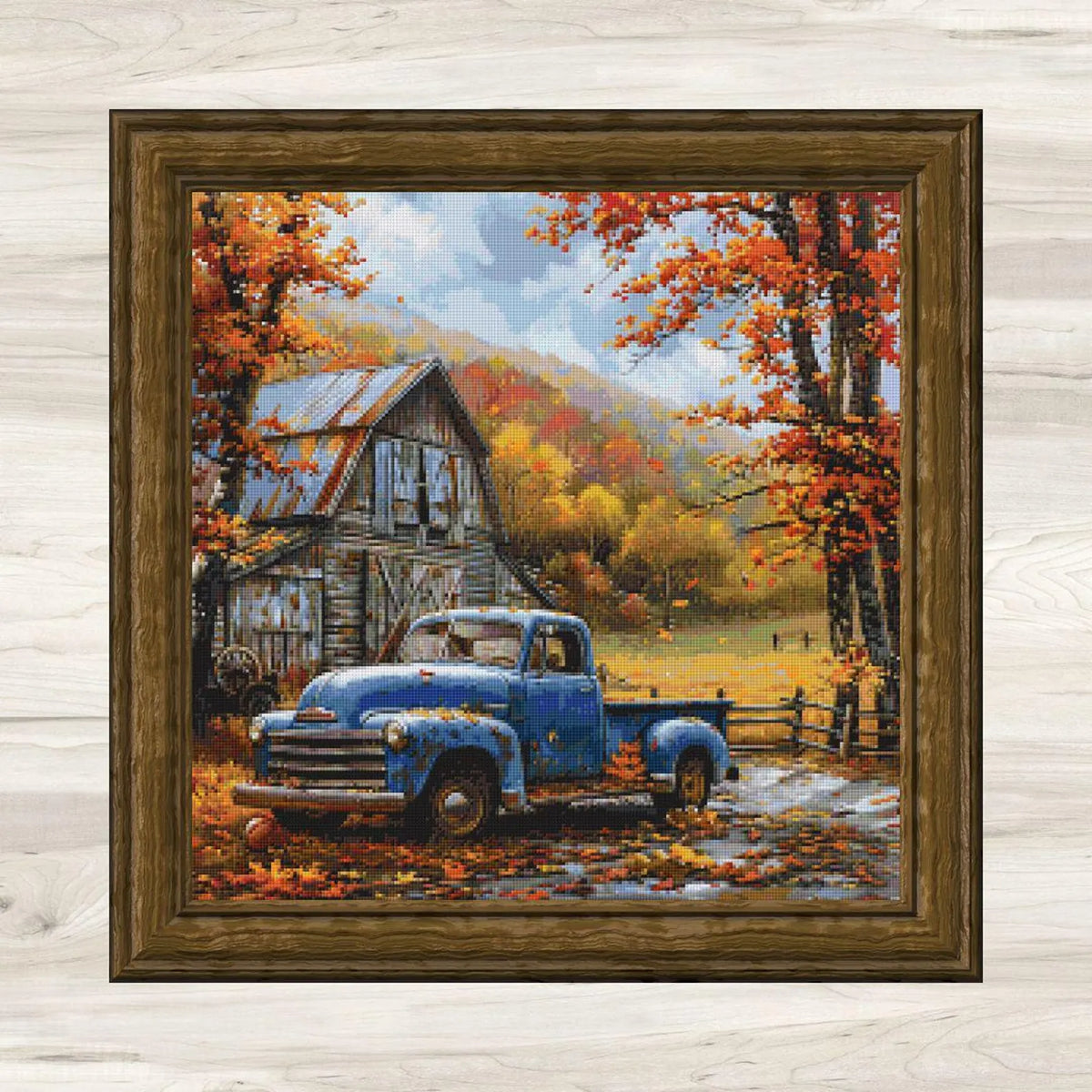 Cross Stitch Pattern: Autumn Barn and Truck Rural Americana Motif 7 - PDF Instant Download