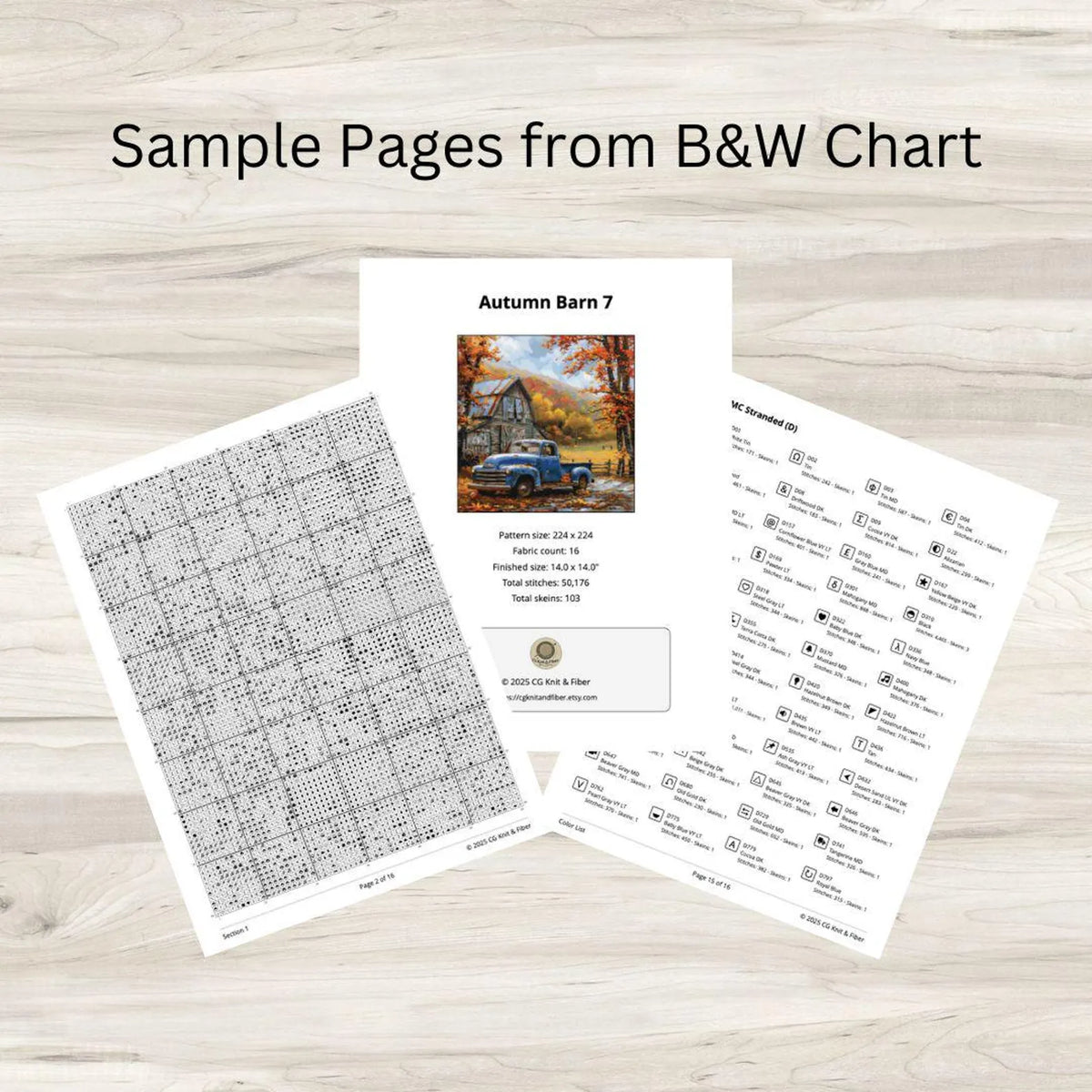 Cross Stitch Pattern: Autumn Barn and Truck Rural Americana Motif 7 - PDF Instant Download