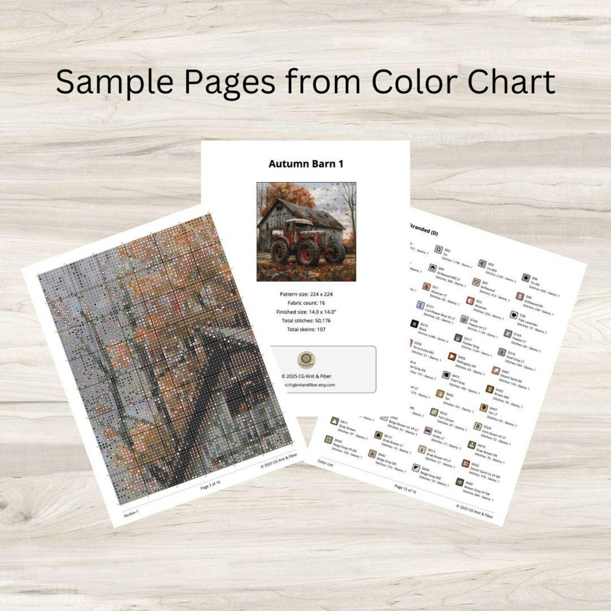 Cross Stitch Pattern: Autumn Barn and Tractor Motif 1 - PDF Instant Download