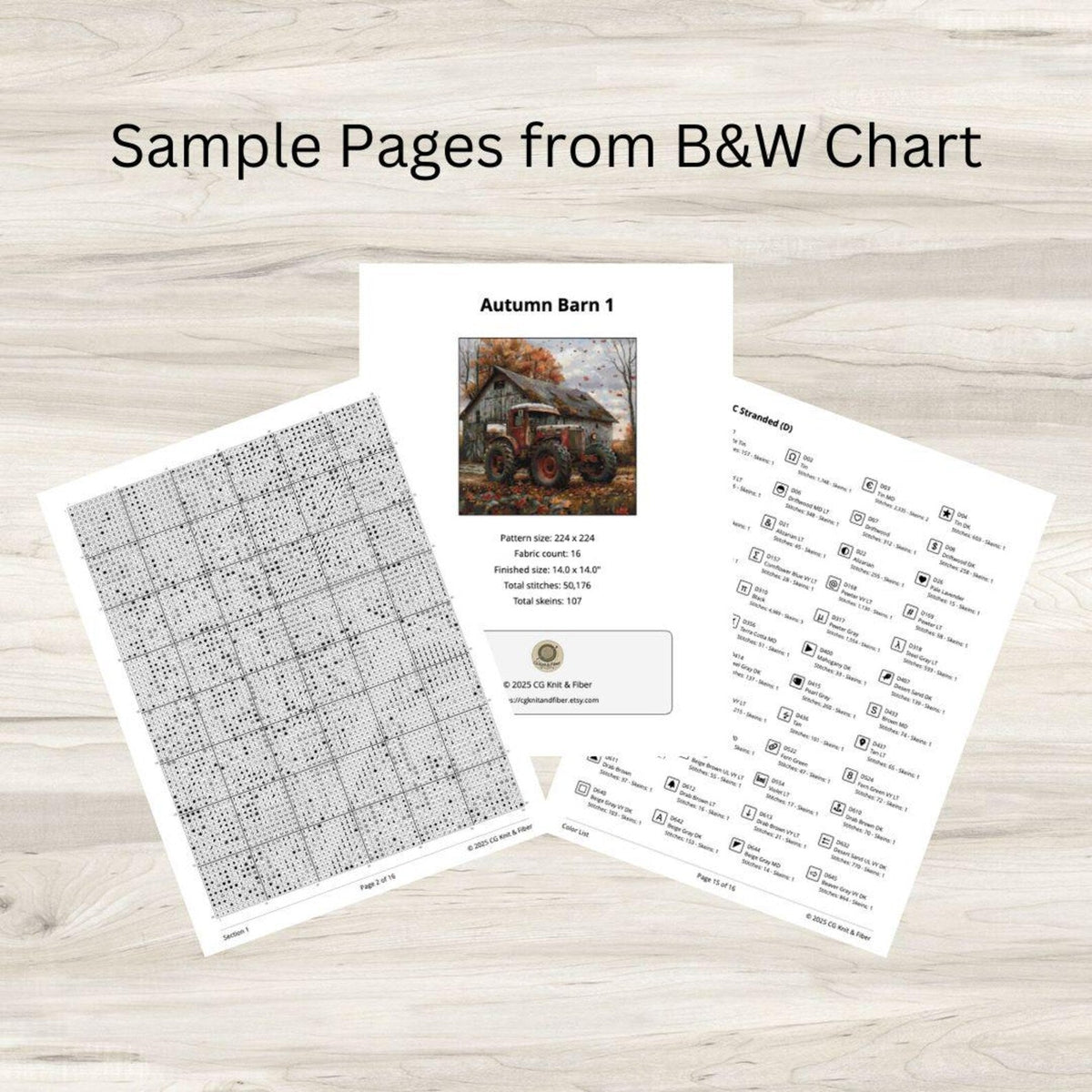 Cross Stitch Pattern: Autumn Barn and Tractor Motif 1 - PDF Instant Download