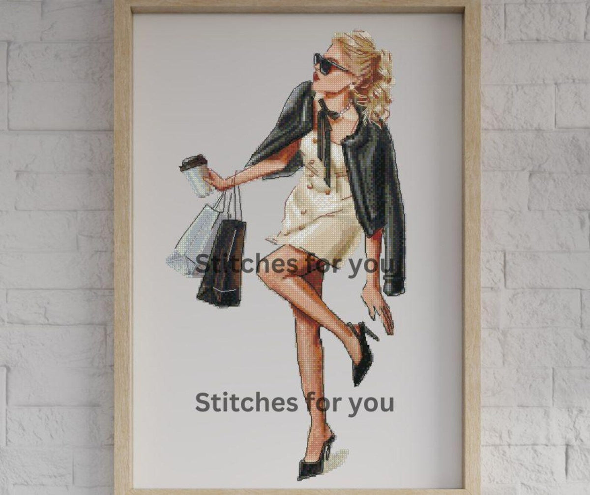 working girl - Counted Cross Stitch Patterns - Printable Chart PDF Format Needlework Embroidery Crafts DIY DMC color
