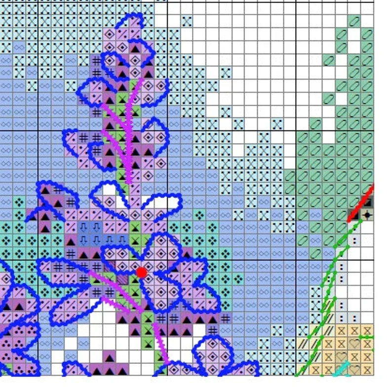 Chickadees and Lilacs Counted Cross Stitch PDF Embroidery Needlepoint chart Animal Cross Stitch Bird Pattern Summer Landscape Flower Pattern