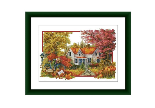 Autumn Garden PDF cross stitch pattern Flavours of autumn Digital cross stitch chart Lantern pumpkin cross stitch pattern